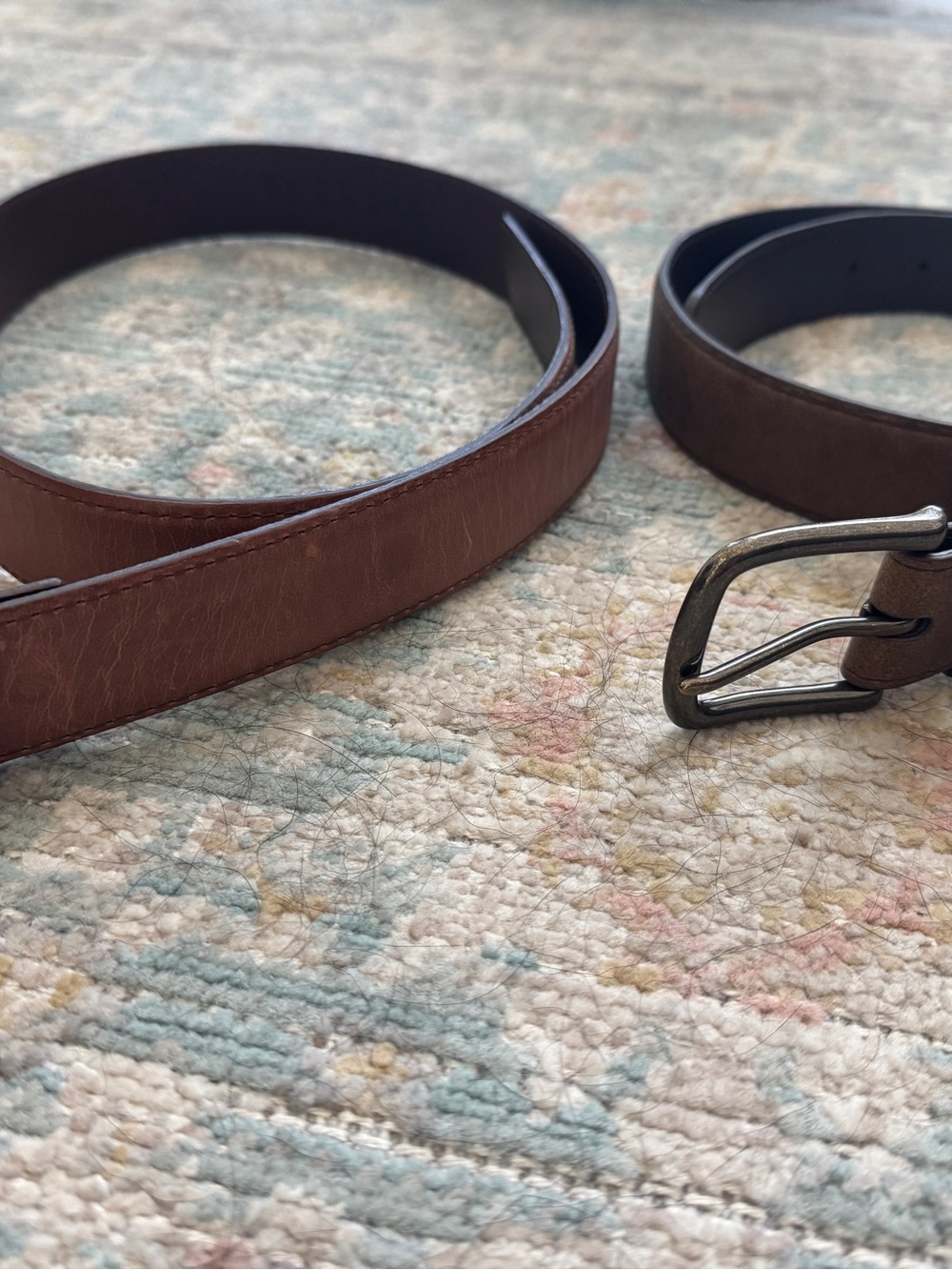 Tecovas Brown Leather Men's Belt with Antique Silver Buckle